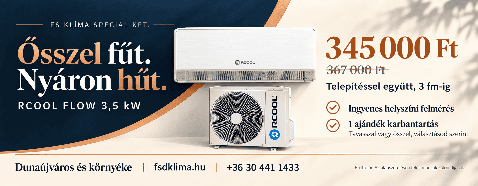 RCOOL klímaajánlat, fűtés és hűtés